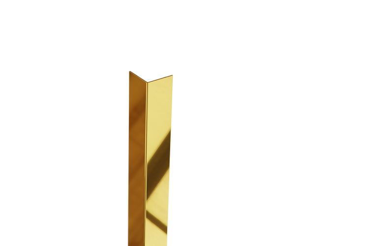 Edelstahl-Winkel-L-Profil 1 cm x 1 cm x 270 cm – Poliertes Gold