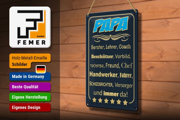 Blechschild Spruch 20x30cm Papa Berater Lehrer Freund immer