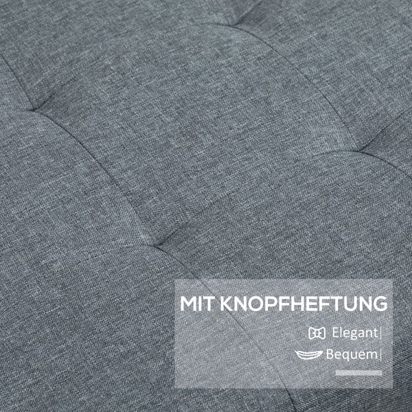 HOMCOM Sitzbank, Polsterbank mit Stauraum, Bettbank mit Deckel, Leinenoptik, Truhenbank, Aufbewahrungsbank für Wohnzimmer, Schlafzimmer, Grau, 125 x 49 x 41,5 cm