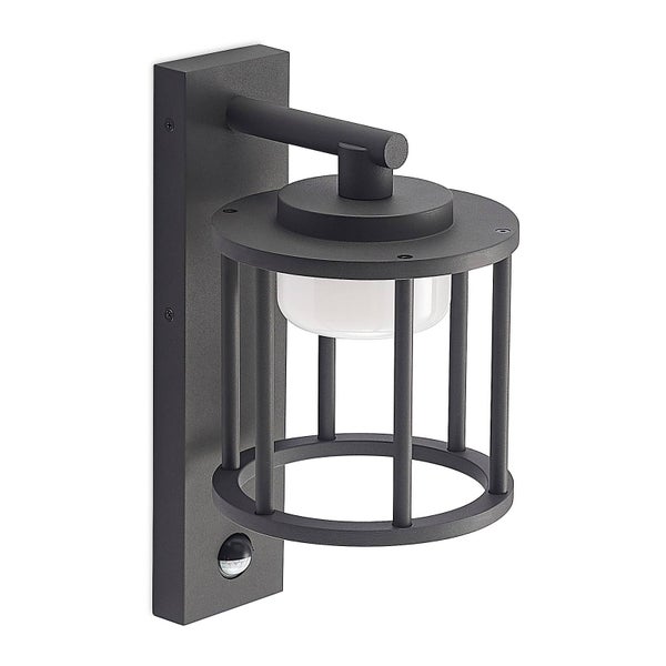 Lucande Wandleuchte außen Berenike mit Bewegungsmelder (spritzwassergeschützt (Modern) in Alu aus Aluminium (1 flammig, GX53) - Wandlampe für Außenwand/Hauswand Haus Terrasse und Balkon