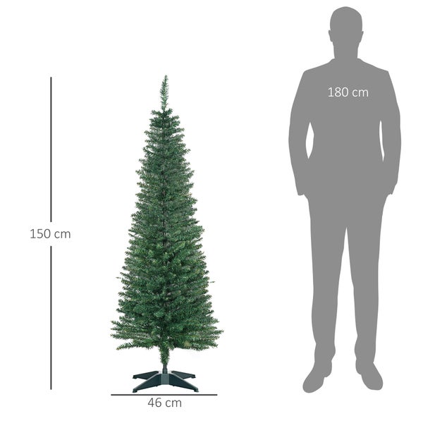 HOMCOM Weihnachtsbaum, Ø46 x 150 cm, PVC, Grün
