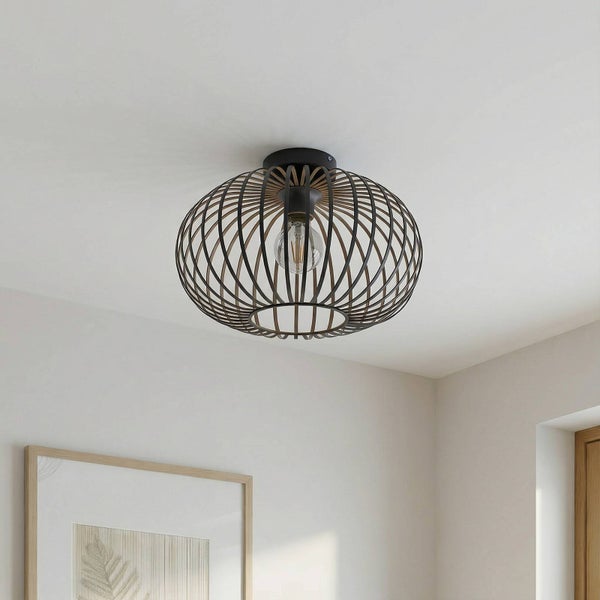 Deckenleuchte mit offenem, kugelförmigem Lampenschirm aus Metall