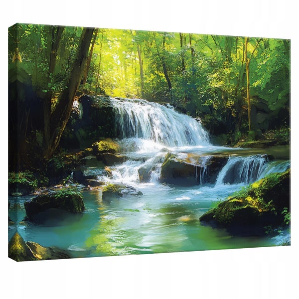 Bilder Wasserfall Natur Leinwandbild Wandbild Wanddeko Schlafzimmer 120X80 cm