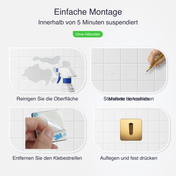 Eavy Handtuchhaken Edelstahl Gold Selbstklebend 2er pack