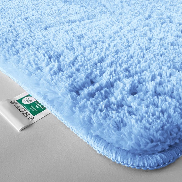 Blauer Badteppich mit Öko Tex Siegel