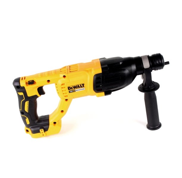 DeWalt Akku-Bohrhammer mit bürstenlosem Motor, ergonomischem Handgriff und verstellbarem Zusatzgriff.