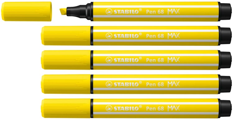 STABILO Filzstifte Pen 68 MAX, 5er Set, zitronengelb