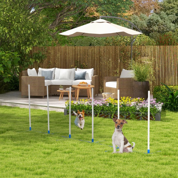 PawHut Agility-Ausrüstung, 305L x 60T x 94H cm, PE-Kunststoff, Weiß+Blau