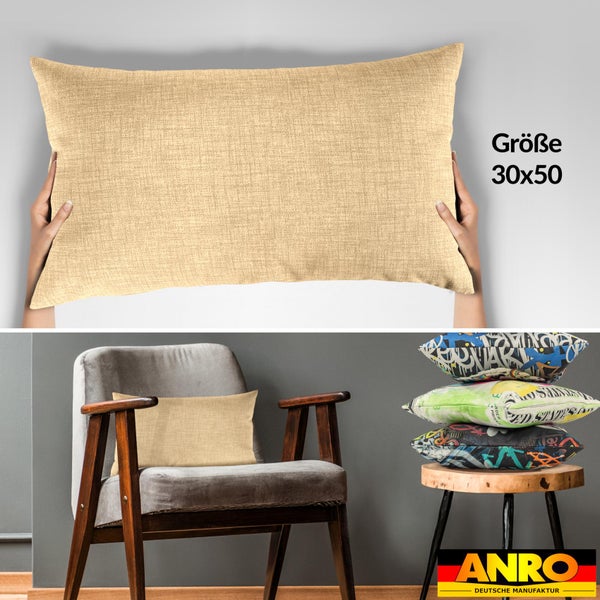 Kissenhülle Beige 30x50cm ohne Füllung Leinenoptik