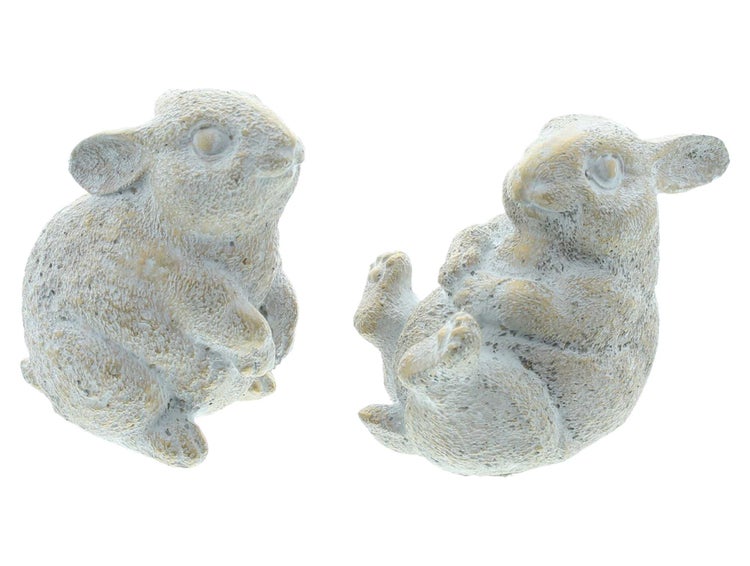 FRANK FLECHTWAREN | Hase Stone, 2er Set, ZEMENT, 11,5 x 7,5 x 10 cm