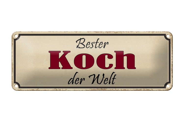 Blechschild Spruch 27x10cm bester Koch der Welt Dekoration