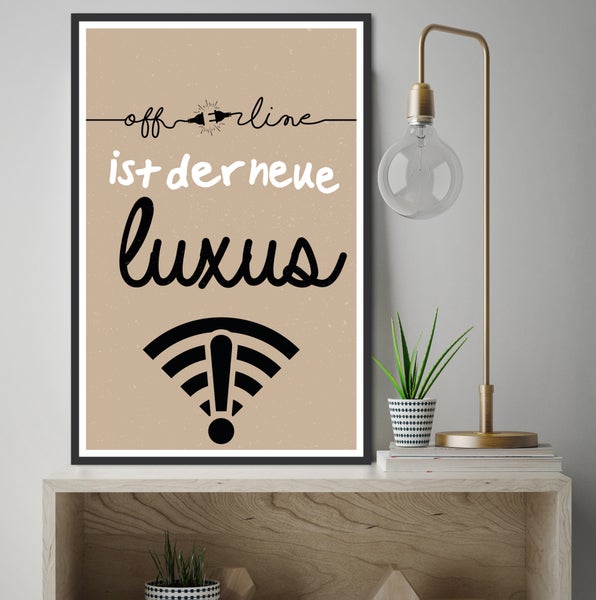 Blechschild | Offline | Luxus | Innen und Außen einsetzbar | Geschenk | Stahlschild mit lustigen Sprüchen | Küche und Wohnzimmer | Deko | STA2198, Format: 20x30cm