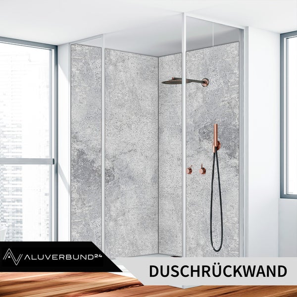 Duschkabine mit grauer Duschwand in Betonoptik