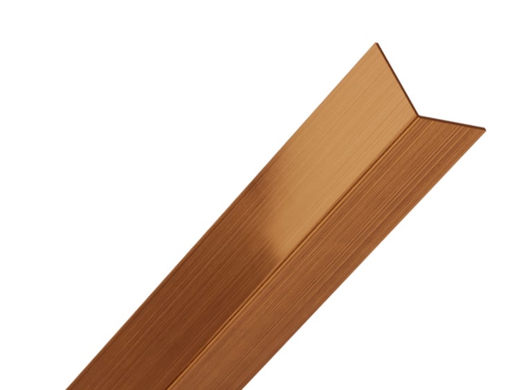 Edelstahl-Winkel-L-Profil 2 cm x 2 cm x 244 cm – Satiniertes Kupfer