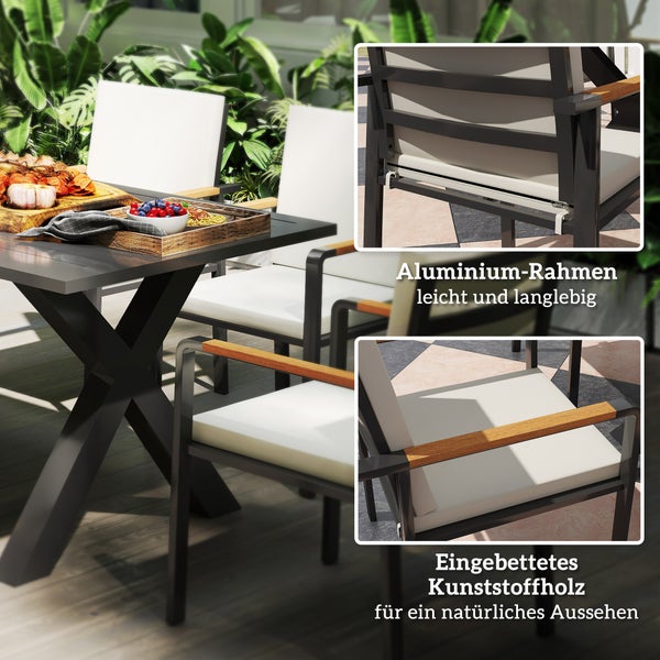 Gartenmöbelsets 175cm x 92,5cm x 73cm, Aluminium Grau