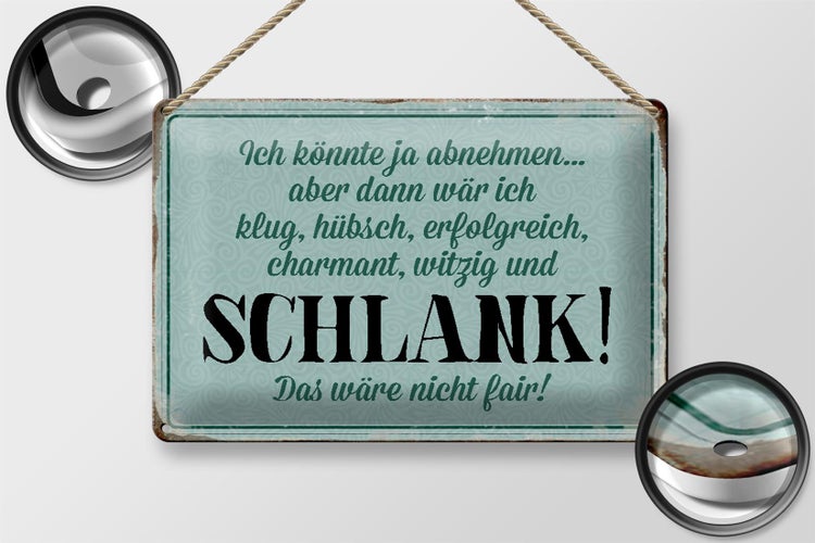 Blechschild Spruch 30x20cm könnte abnehmen dann klug hübsch
