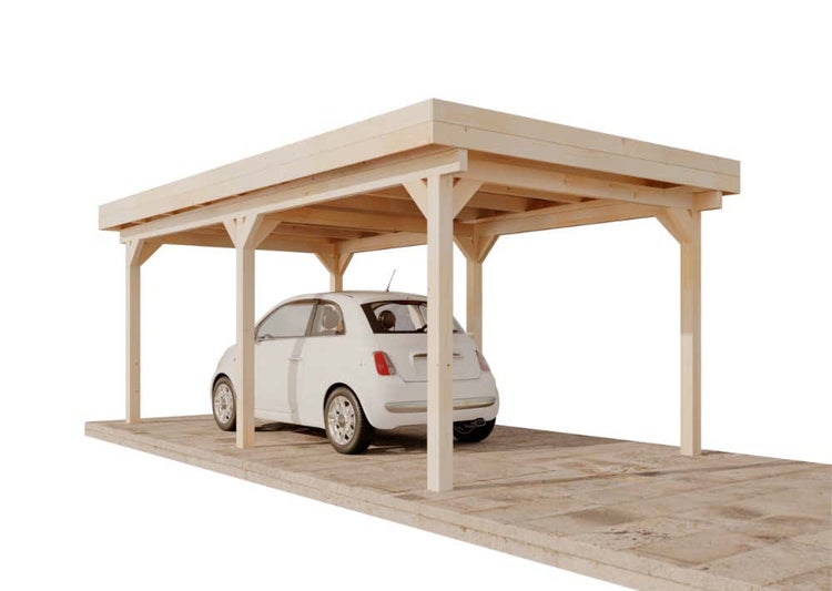 Alpholz Einzelcarport Olaf Carport aus Holz, Unterstand Überdachung mit Montagematerial, Naturbelassen
