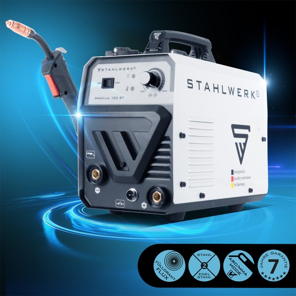 STAHLWERK Schweißgerät Mini FLUX 120 ST mit ARC | MMA-Funktion mit 120 Ampere