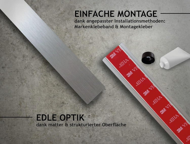 Designfabrik Hamburg Hakenleiste Küche selbstklebend Silber Gebürstet 40cm