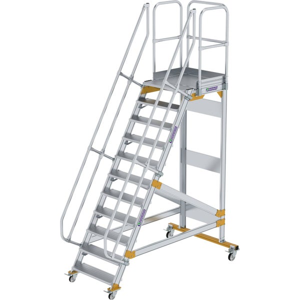 Günzburger Steigtechnik Plattformtreppe 60° fahrbar Stufenbreite 0,8 m 11 Stufen - 600731