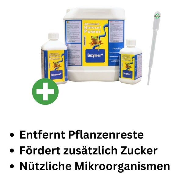 Advanced Hydroponics Enzyme Plus – 1 Liter Reinigungs- und Pflanzenpflegemittel mit Pipette, fördert gesunde Wurzeln & verbessert Qualität für Grow, Tomaten & Orchideen