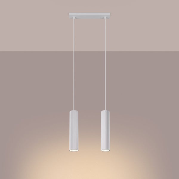 Doppelte Hängelampe mit zylindrischen Lampenschirmen