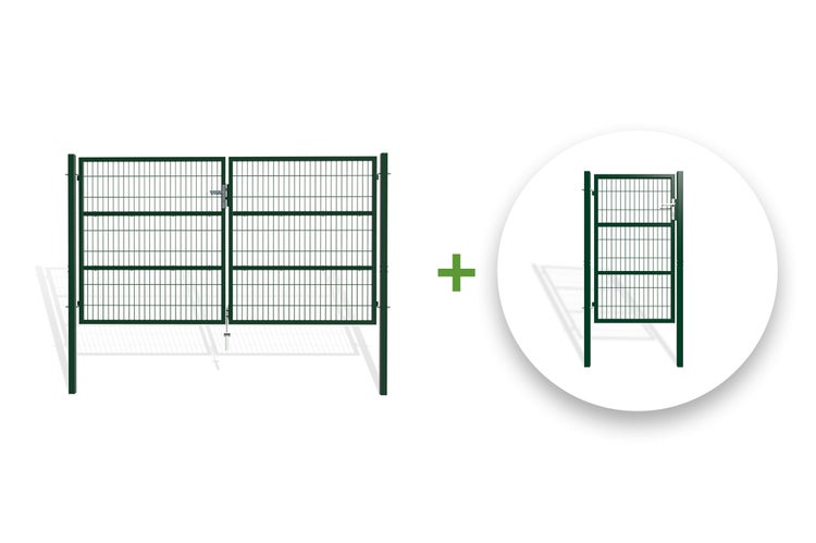 RAZO Gartentür  Mesh-Schwingtorpaket Breite 306  x Höhe 166 cm + 1 m GRÜNES Tor