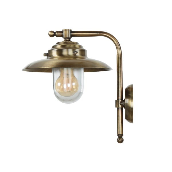 Wandleuchte im Retrodesign mit Lampenschirm und klarem Glas