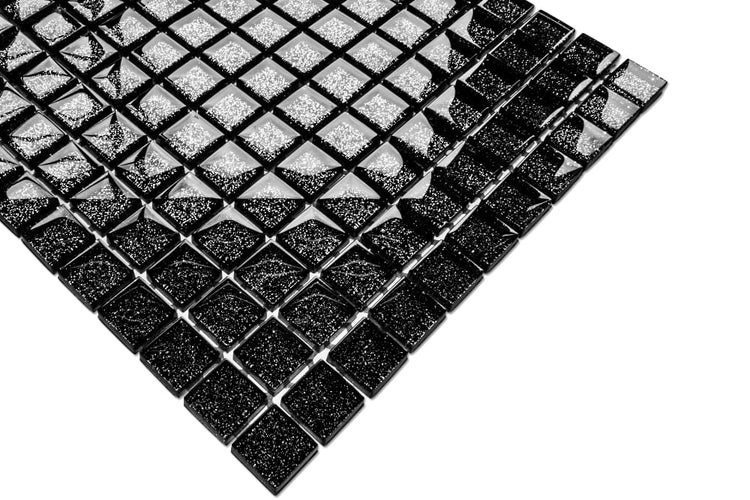 Glasmosaik auf Netz für Bad und Küche 30cm x 30cm  - Black Galaxy