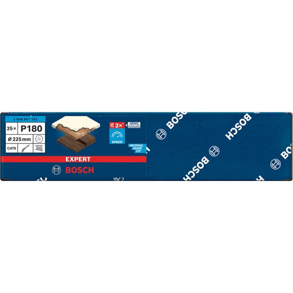 Bosch 25x Expert C470 Schleifpapier mit 19 Löchern für Trockenbauschleifer Ø 225 mm G 180 - 2608901152