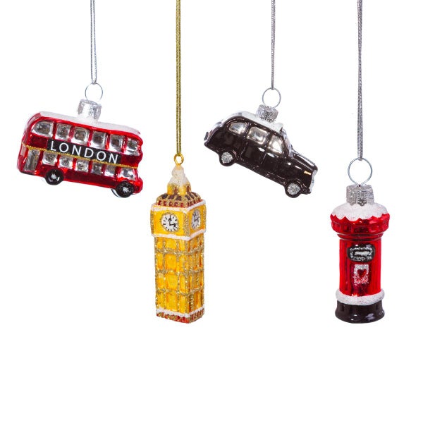 Londoner Ikonen Mini-Weihnachtskugel (Satz 4) - Sass & Belle