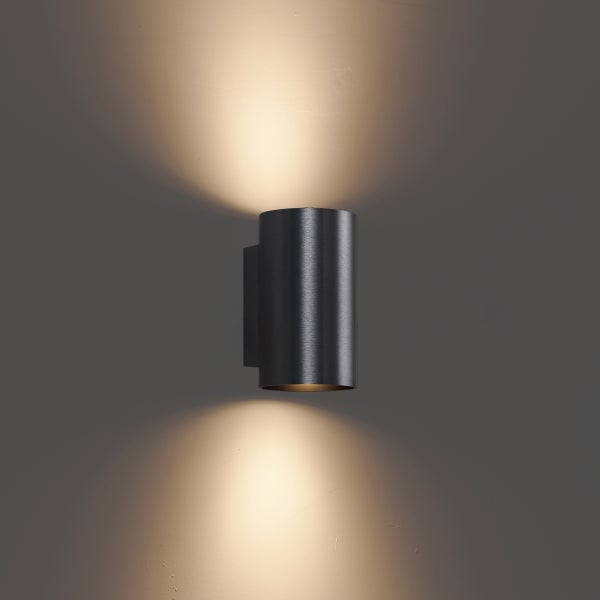 Moderne Wandleuchte Gunmetal rund 2-flammig GU10 50mm - Sandy