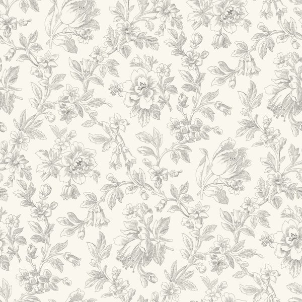 Florale Tapete mit klassischem Blumenmuster im Vintage-Stil.