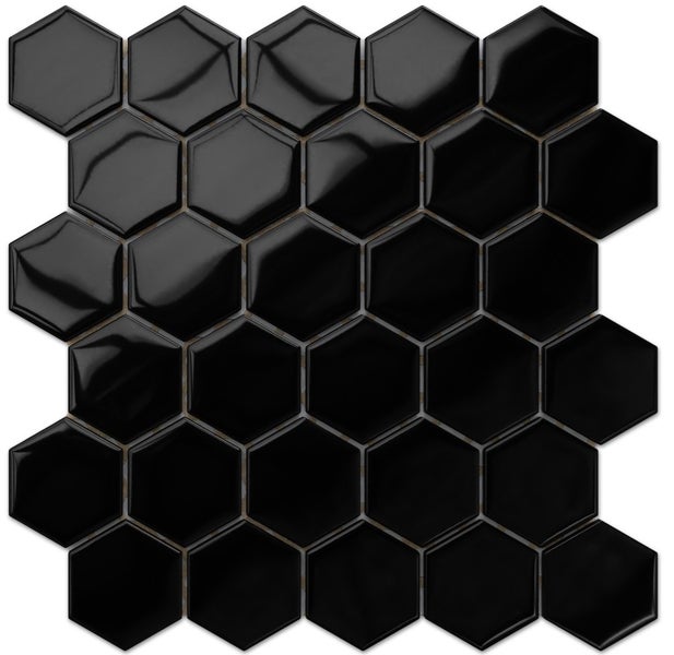 Glasmosaik auf Netz für Bad und Küche 24.7cm x 25.5cm - Liquid black