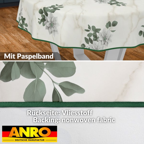 Tischdecke mit Blumenmuster und Paspelband
