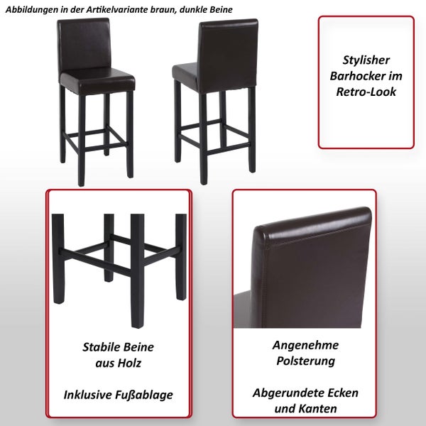 Barhocker mit Holzbeinen und gepolstertem Sitz