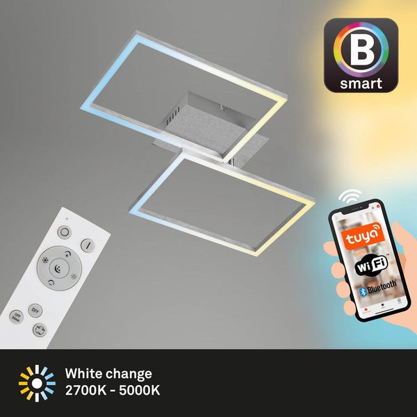 LED Deckenleuchte CCT WiFi Bluetooth App 30W alu Metall-Kunststoff Briloner