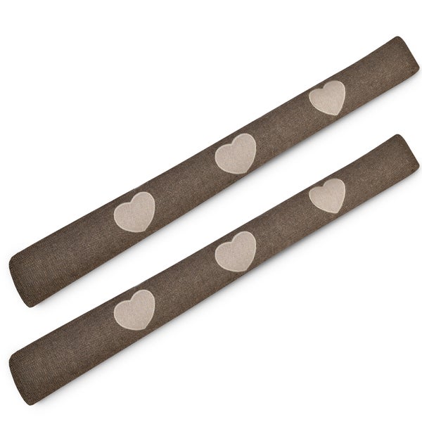 Zwei Zugluftstopper mit Herzmotiven