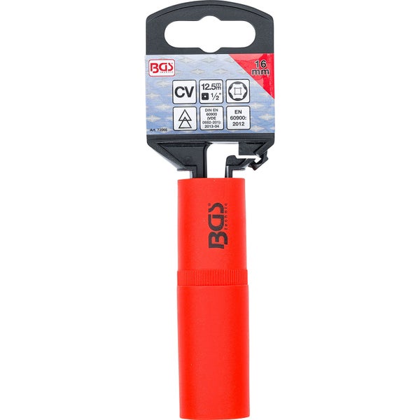 BGS VDE-Steckschlüssel-Einsatz Sechskant Antrieb Innenvierkant 12,5 mm (1/2) SW 16 mm - 72066