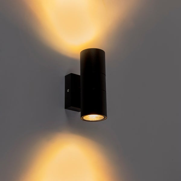 Set aus 2 Außenwandleuchten schwarz IP44 - Duo