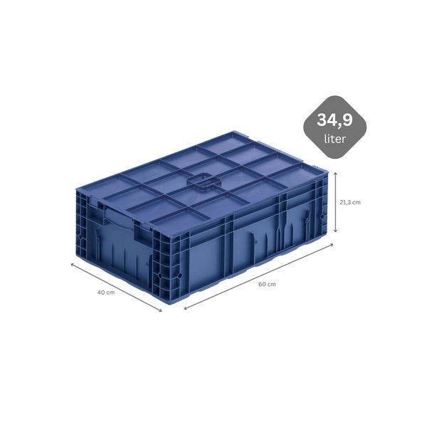 PROREGAL SuperSparSet 4 x VDA KLT Kleinladungsträger Mit Verbundboden und Auflagedeckel HxBxT 21,3 x 40 x 60 cm 34,9 Liter KLT Transportbox