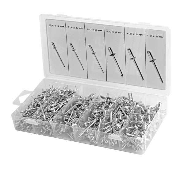 STAHLWERK Nieten Sortiment 1000-teilig Blindnieten Set aus Aluminium Nietenset