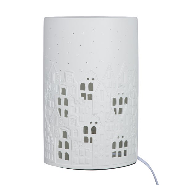 Tischleuchte GILDE Lampe Höhe 28cm Breite 18cm weiß Porzellan
