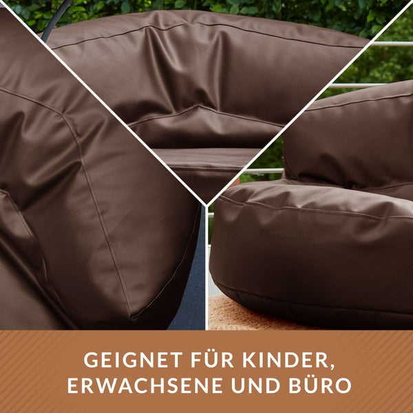 Green Bean Sitzsack Sofa aus Kunstleder mit EPS Perlen Füllung - Lounge im Sitzsack-Design 90 x 50 cm mit ergonomischer Rückenlehne - Dunkelbraun