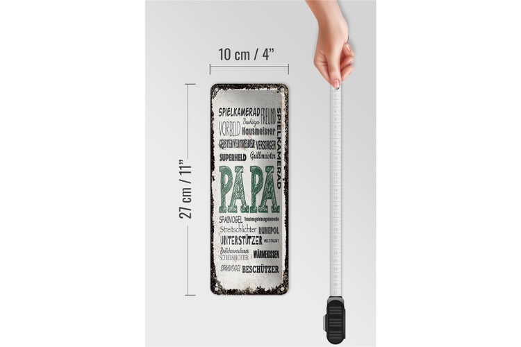 Blechschild Spruch Papa Spielkamerad Beschützer Freund 10x27cm