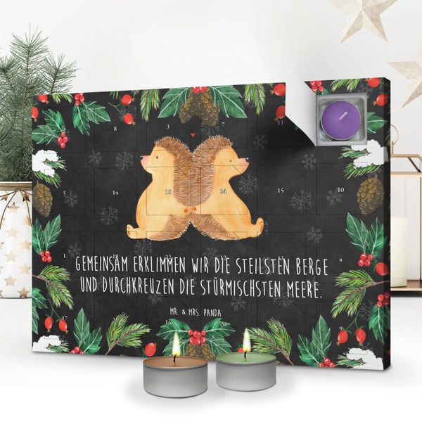 Mr. & Mrs. Panda Duftkerzen Adventskalender Igel händchenhaltend - Schwarz