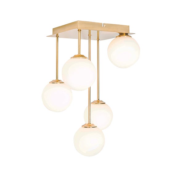 Deckenleuchte mit fünf runden Glaskugeln