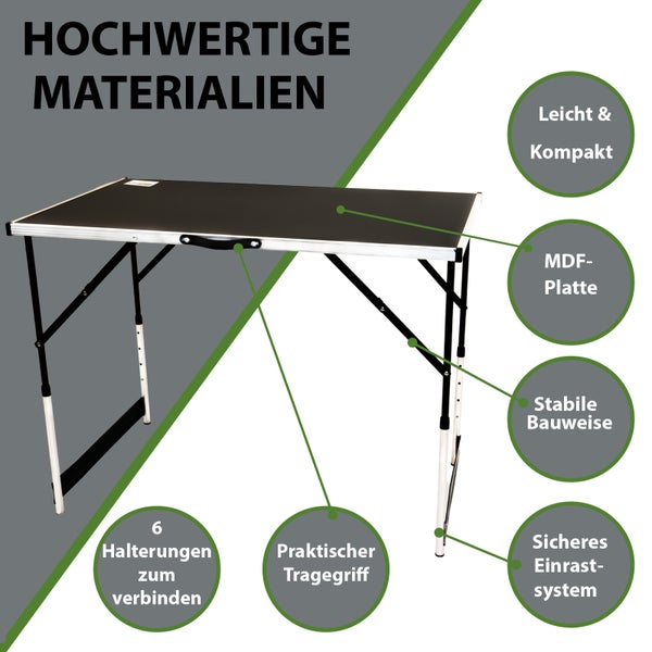 Klapptisch mit MDF-Platte, leicht und kompakt