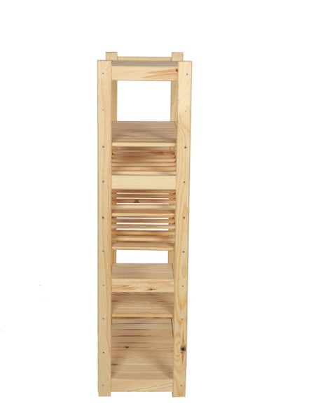 PROREGAL Weinregal SPREEWALD HxBxT 124x70x33cm 18 Flaschen auf 3 Ebenen + 4 Ablagen Massives Kiefernholz Natur