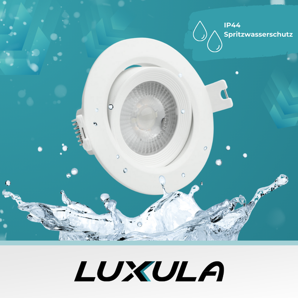 Luxula Einbaustrahler mit IP44 Spritzwasserschutz